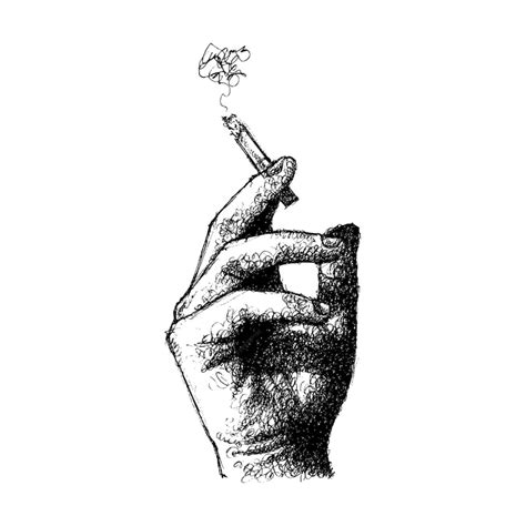 Premium Vector A Hand Holding Cigarette Illustration