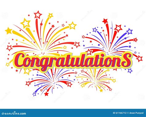 Congratulations Text And Star Fireworks Abstract Vector Stock Vector