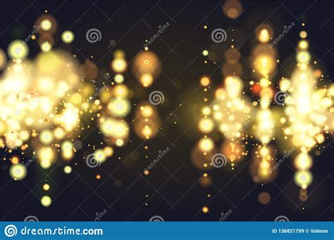 Golden Bokeh Sparkle Glitter Lights Background Abstract Defocused