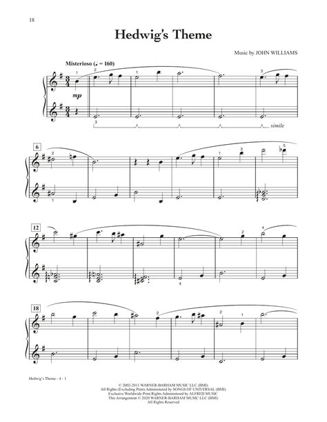 John Williams Hedwig S Theme From Harry Potter Sheet Music Pdf