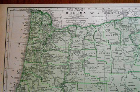 Old Oregon Map 1937 Vintage Northwest Us State Map Maps As