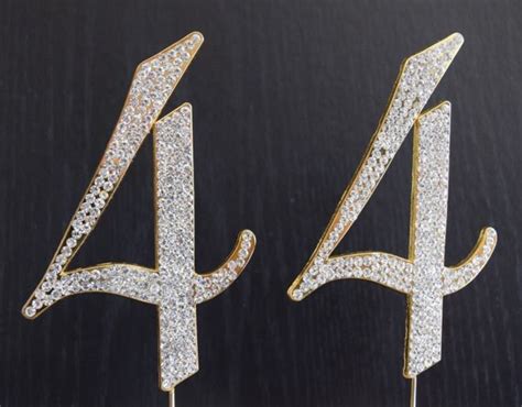 Rhinestone Gold Number 44 Cake Topper 44th Birthday Party