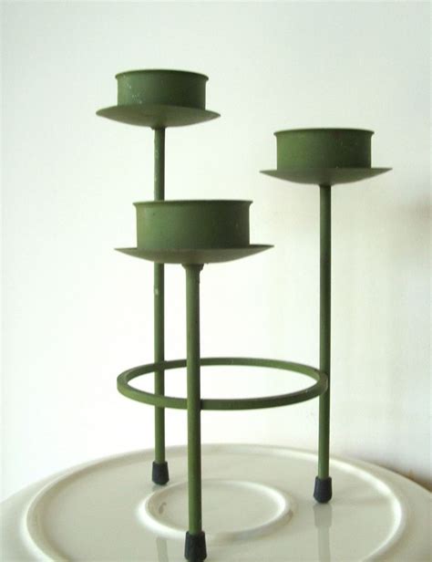 Vintage Green Metal Pillar Candleholder Candelabra Etsy Candle