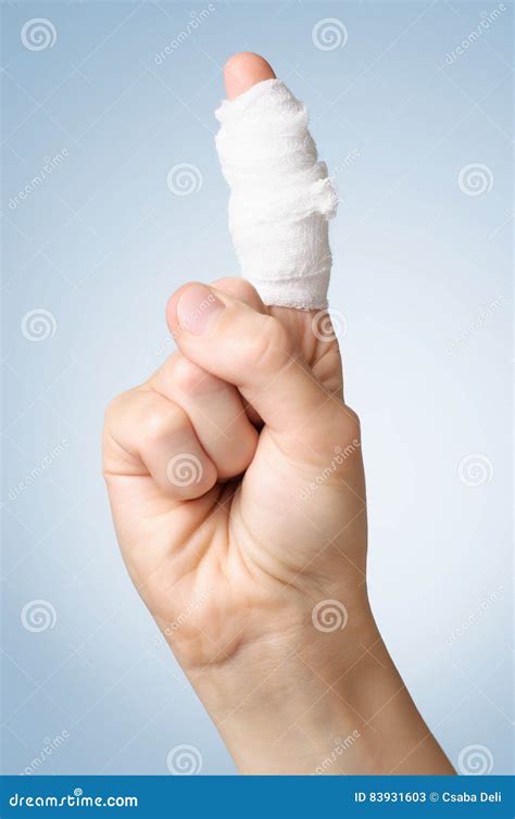 Injured Finger With Bandage Stock Image Image Of Healthcare Human