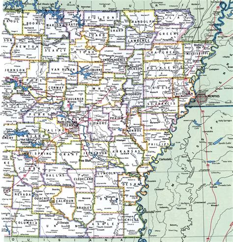 Arkansas County Map With Roads Cities Towns Counties Highways