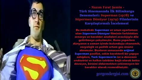 Türk Sinemasında İlk Bilimkurgu Denemeleri Superman 1978 Ve Süpermen
