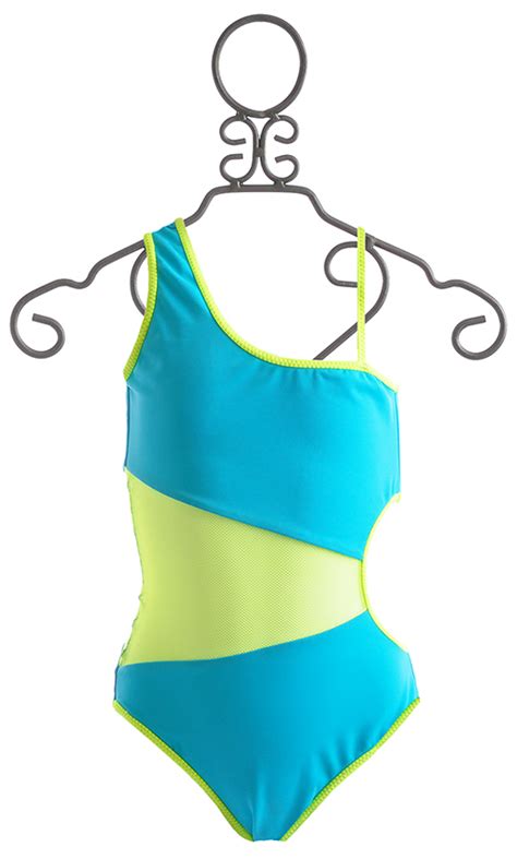 To The 9s Turquoise Tween Asymmetrical Swimsuit