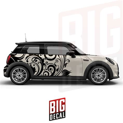 Mini Cooper Includes Both Side Flower Decal Side Graphic Decal Big