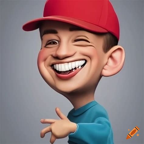 Cartoon Character With Red Baseball Cap On Craiyon