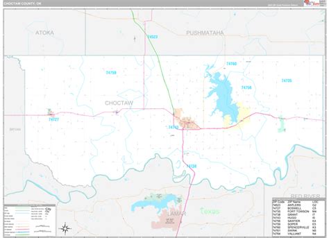 Choctaw County Ok Wall Map Premium Style By Marketmaps Mapsales