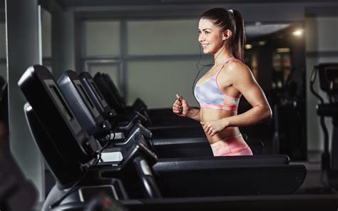 Women Model Brunette Long Hair Sports Gyms Gym Clothes Running Smiling