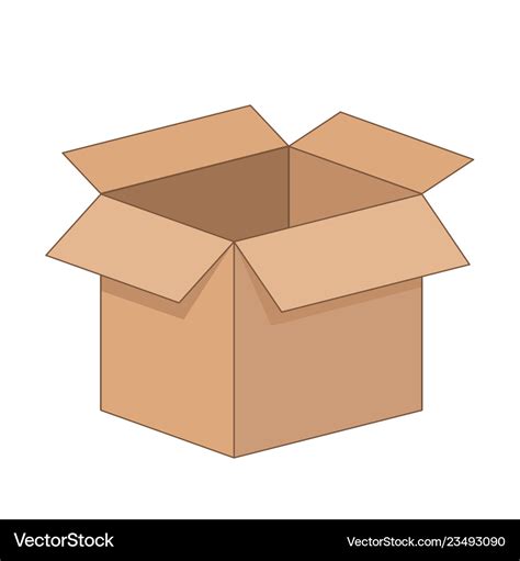 Open Cartoon Flat Cardboard Box On White Vector Image
