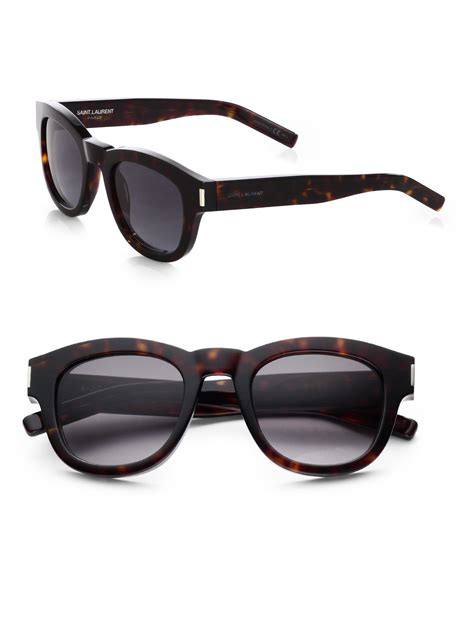 Saint Laurent Acetate Rounded Wayfarer Sunglasses In Brown For Men Lyst