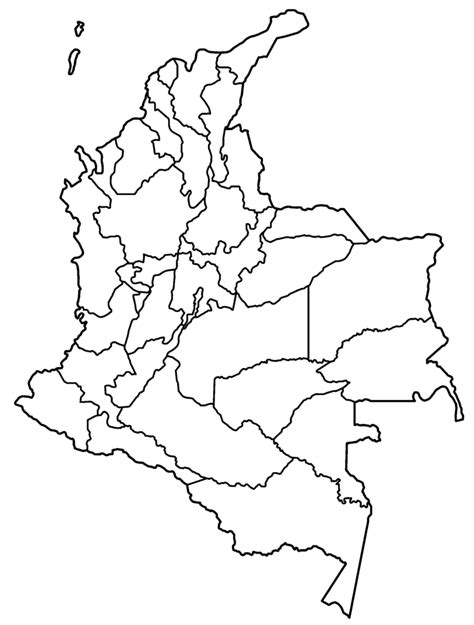 Mapa De Colombia Político Físico Para Colorear