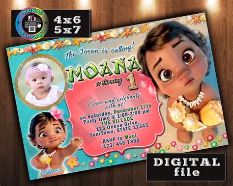 Baby Moana Birthday Invitation Custom By Jbprintsandlayouts Moana