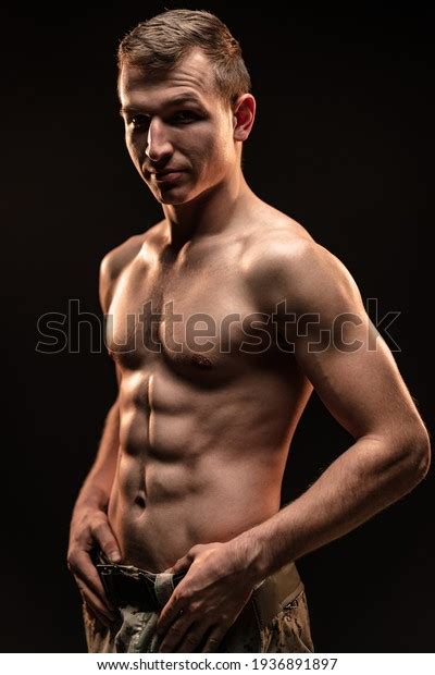 Studio Shot Muscular Topless Military Man Stock Photo Shutterstock