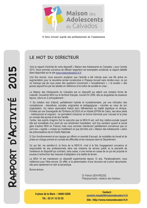 Rapport Dactivité 2015 Version Simplifiée Et Version Intégrale à
