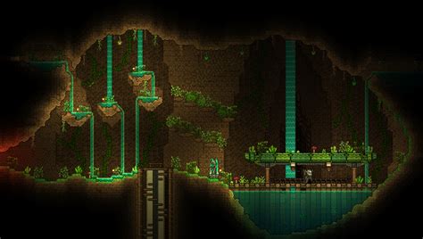 Overgrown Cave And Peaceful Waterfalls Terraria