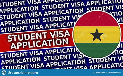 Ghana Circular Flag With Student Visa Application Titles Stock