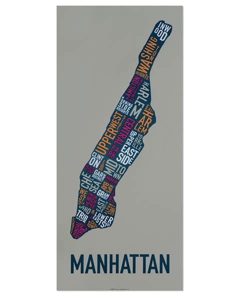 More images for manhattan neighborhood map » Manhattan Neighborhood Map 13" x 30" Multi-Color Screenprint