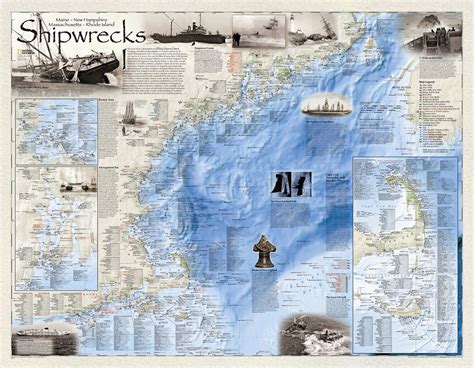 Shipwrecks Of The Northeast Wall Map National Geographic Maps Wall
