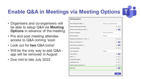 Enable Qanda In Teams Meetings Via Meeting Options Super Simple 365