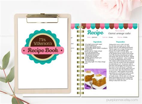 Personalized Recipe Book Template Editable Recipe Pages And Etsy
