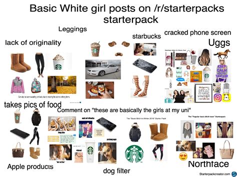 basic white girl posts on r starterpacks starter pack r starterpacks