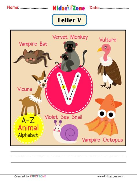 Kindergarten words that start with u. Kindergarten Letter V Animal Picture Cards Worksheet