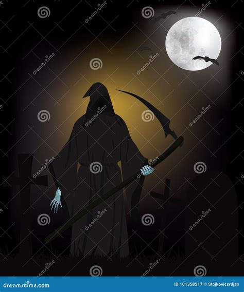 Grim Reaper At Cemetery Stock Vector Illustration Of Cartoon 101358517
