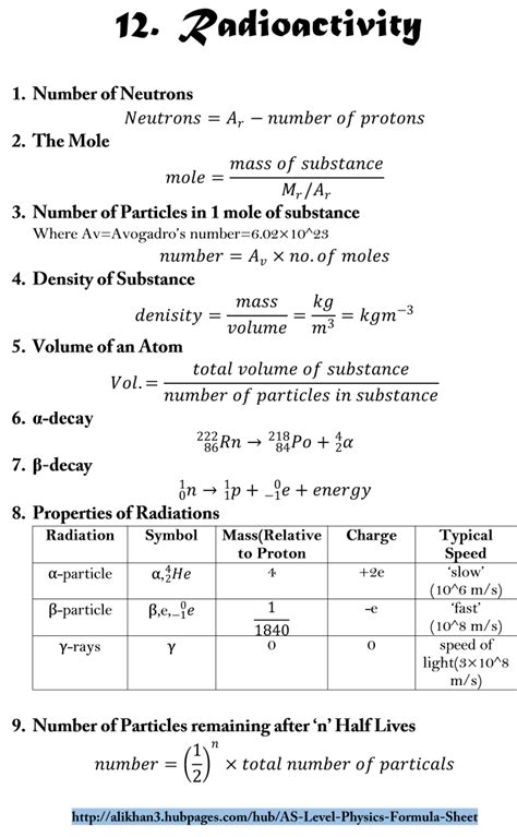 Favorite A Level Physics Equations Sheet Grade 8 Formula