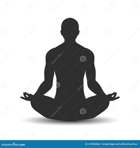 Meditation Vector Illustration With White Hand Silhouette In Pose With