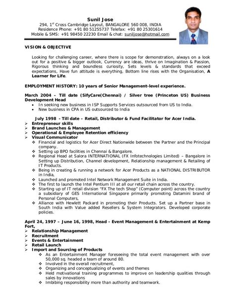 Project Manager Resume Sample India Management