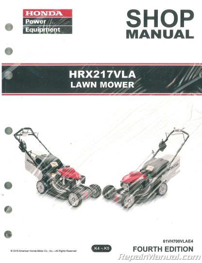 Honda HRX217 VLA Lawn Mower Repair Service Shop Manual