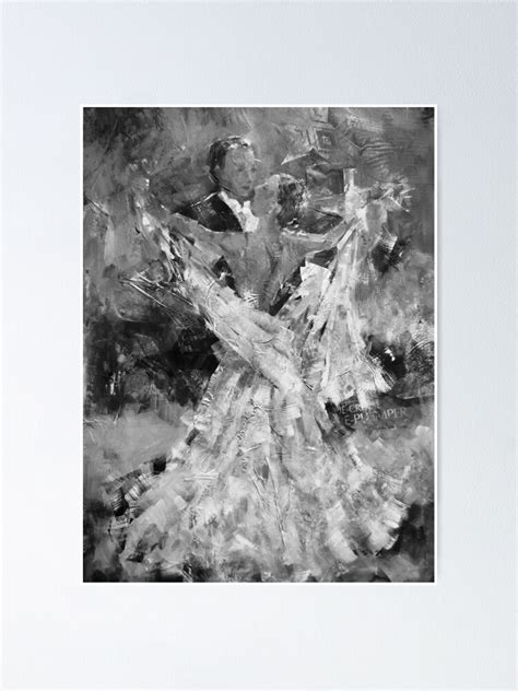 Black And White Ballroom Dancing Art Waltzing Couple Poster For