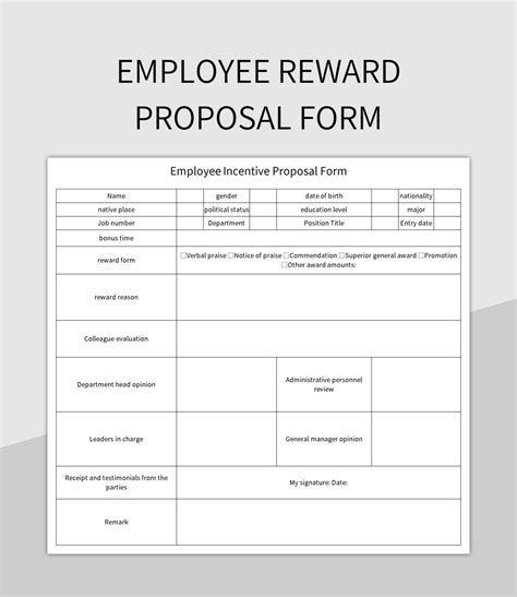 Employee Reward Proposal Form Excel Template And Google Sheets File For Free Download Slidesdocs