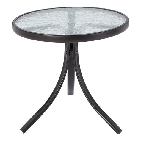 Mainstays Round Glass Patio Table 20 D Dark Brown Finish