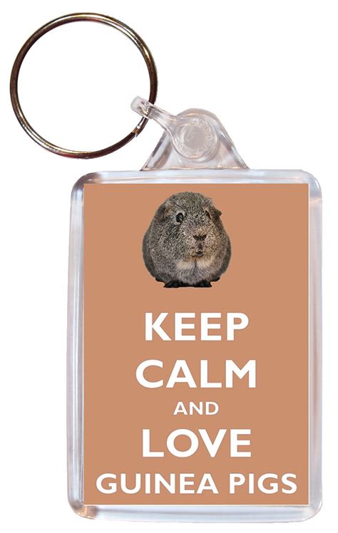 Keep Calm And Love Guinea Pigs Double Sided Large Keyring Key Ring