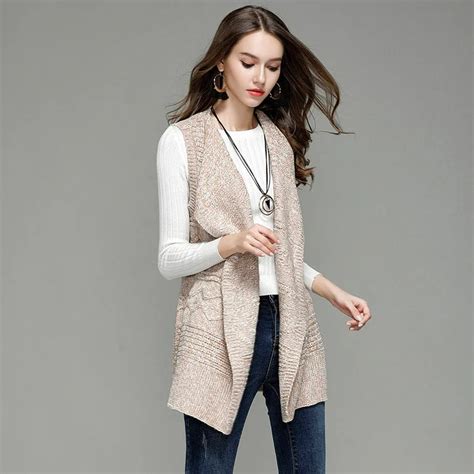 Fashion Women Winter Sweaters Cardigan X Long Sleeveless Vest