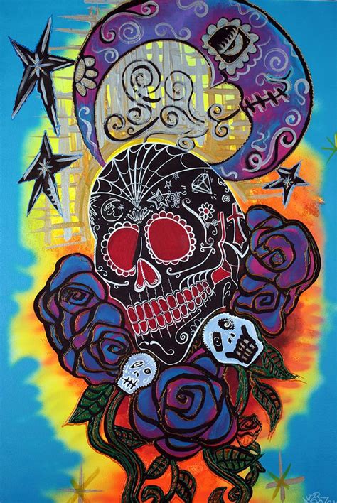 Sugar Skull Day Dead Art Muertos Los Dia De Painting Tattoo Original