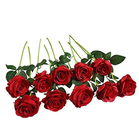 Buy Artificial Flowers Roses Silk Flowers Fake Long Stem Red Artificial