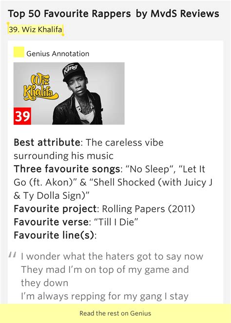 39 Wiz Khalifa Top 50 Favourite Rappers Lyrics Meaning