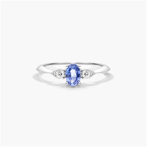 14K White Gold Blue Sapphire And Diamond Ring 8344709w14