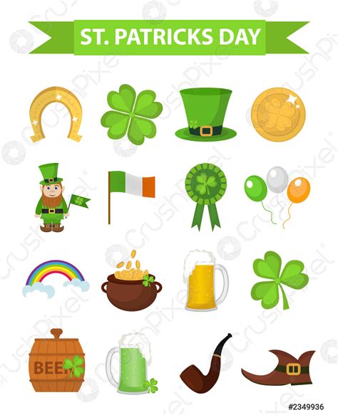 St Patricks Day Icon Set Design Element Traditional Irish Symbols