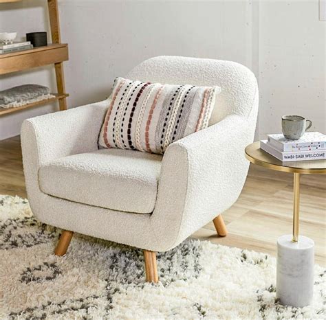 Gabriola Ivory Bouclé Lounge Chair Accent Chairs For Living Room Mid