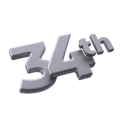 Free Number 34th 3d Rendering With Silver Color 21445574 Png With