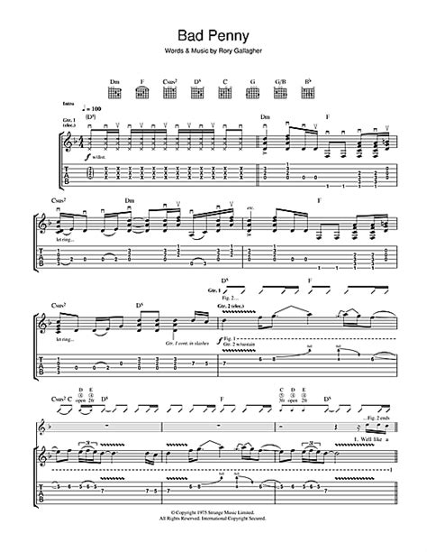 Rory Gallagher Bad Penny Sheet Music And Printable Pdf Music Notes