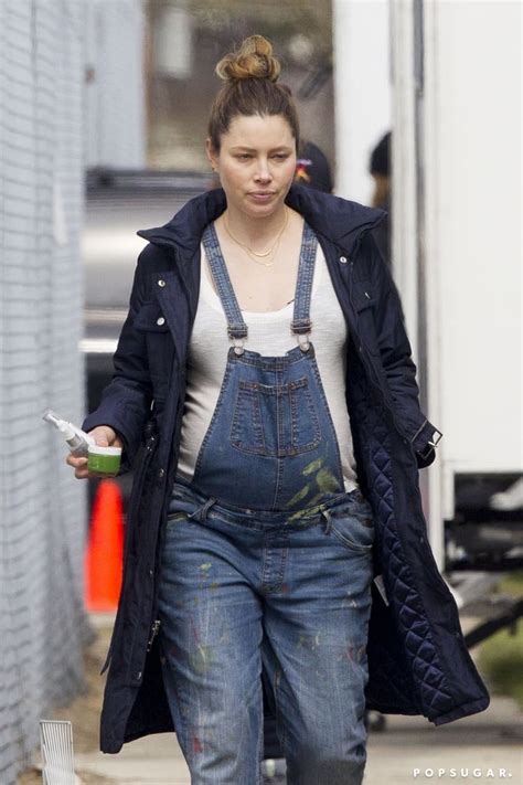 Jessica Biel Pregnant In Overalls POPSUGAR Celebrity Photo