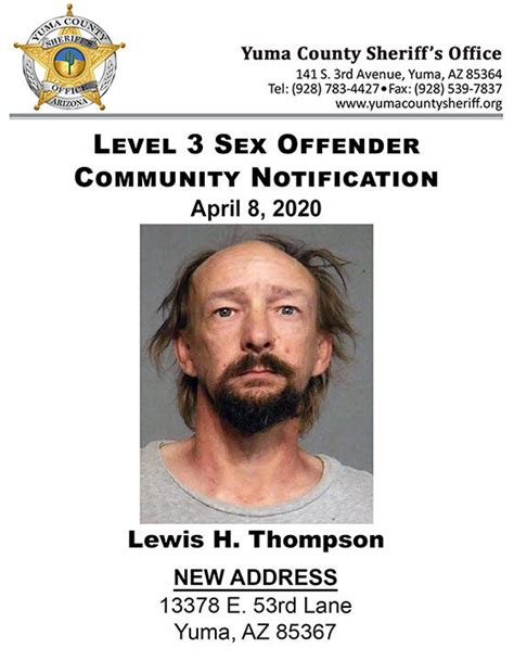 Level 3 Sex Offender Community Notification Lewis Harvey Thompson