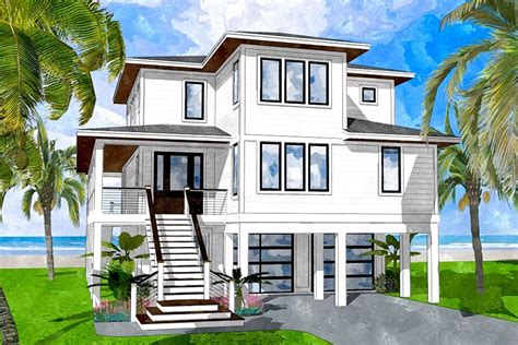 Plan 15238nc Elevated Coastal House Plan With 4 Bedrooms In 2021